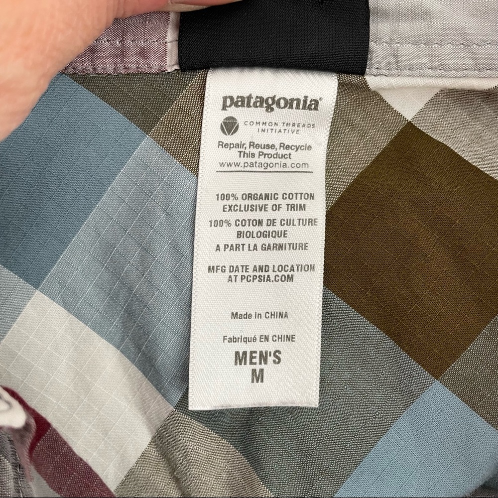 Patagonia Men’s Red and Gray Plaid Button-Down Shirt - Picture 5 of 11